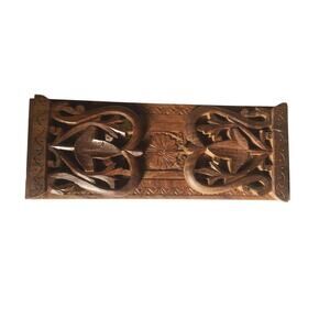 Vintage Boho Hand Carved Decorative Slide Out Peacock Book Ends